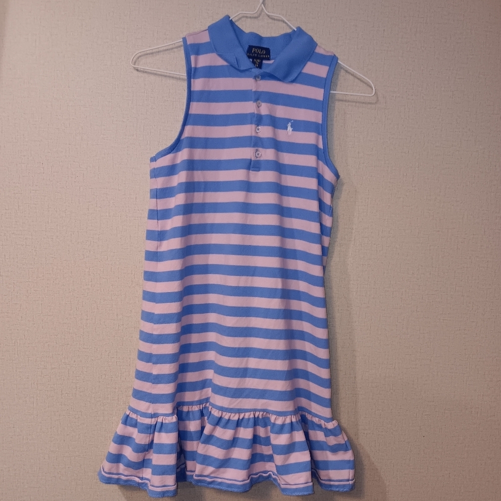 Ralph Lauren Pastel Striped Polo Dress Sz XL Girls